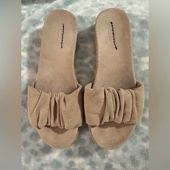 KATE SPADE Zira Slide Sandals Women’s 6 Suede Espadrille Platform Nude Blush NEW